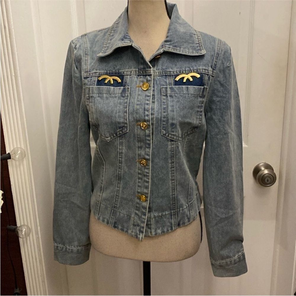 Denim Jacket with Gold Accents, S